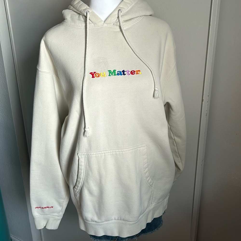 You Matter Embroidered Unisex Solid Eggshell Pullover Sweatshirt Hoodie